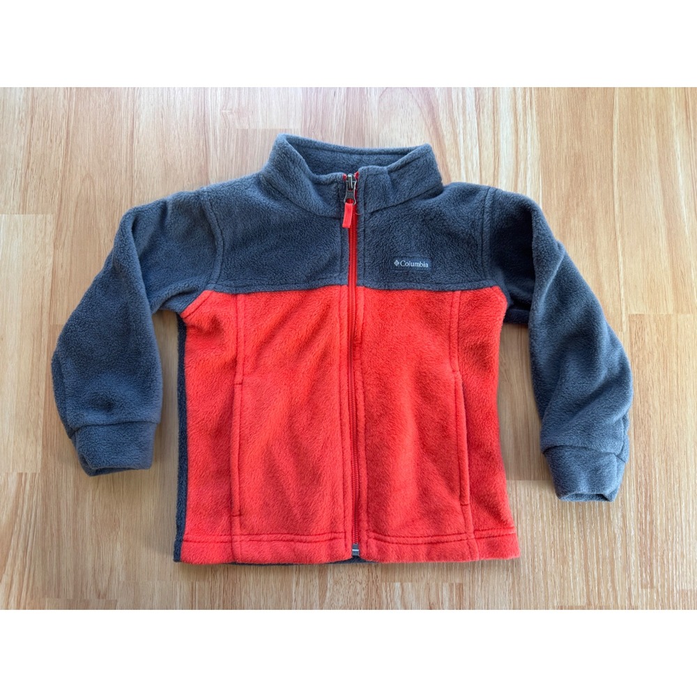 Columbia Steens Mountain II Boys 3T Red Gray Full Zip Fleece Jacket WD6760